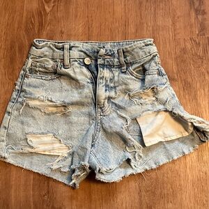 American Eagle Outfitters Light Blue Distressed Jean Shorts